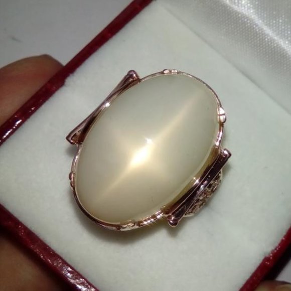 Magnificent 14K Rose Gold HUGE Star Moonstone Ring Size 8 - Picture 6 of 12